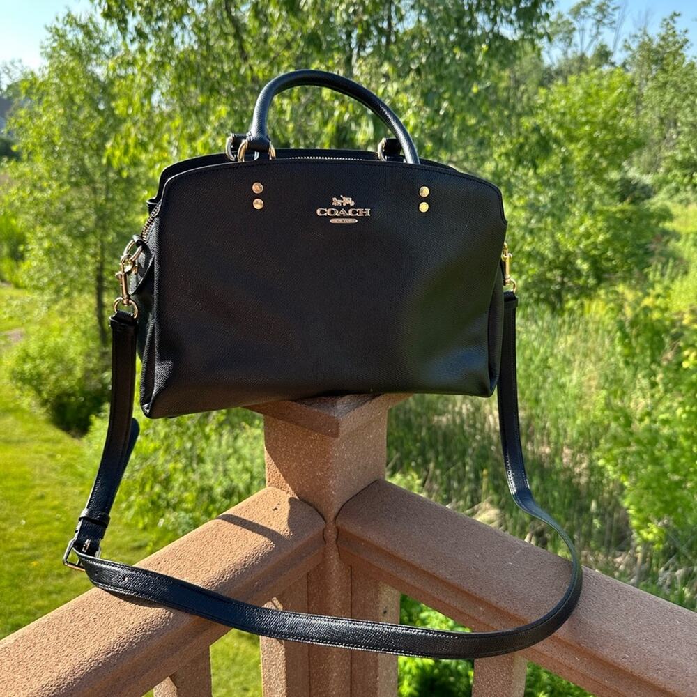 Coach Lillie Black Leather
Magnet/Zip Top Carryall Satchel Crossbody Bag EUC - Picture 4 of 11